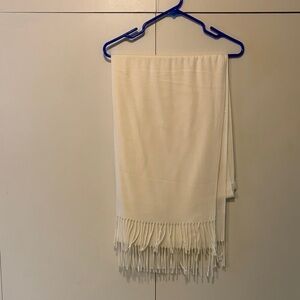 Elegant Cream Scarf with Fringe